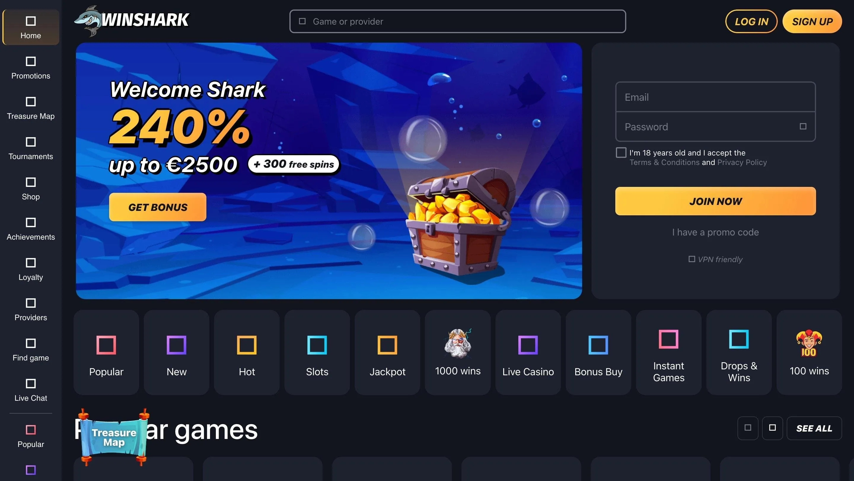 Winshark Casino with no limits Winshark No limit Casino